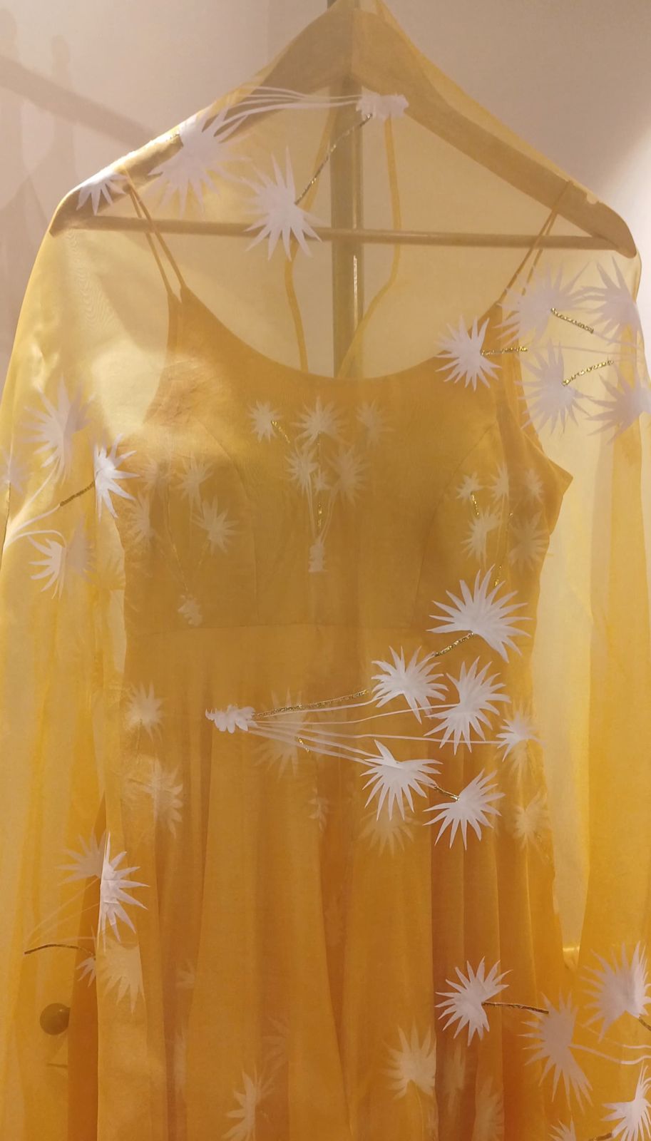 Palm Trees on Haldi Yellow Flaired Silk Kurta