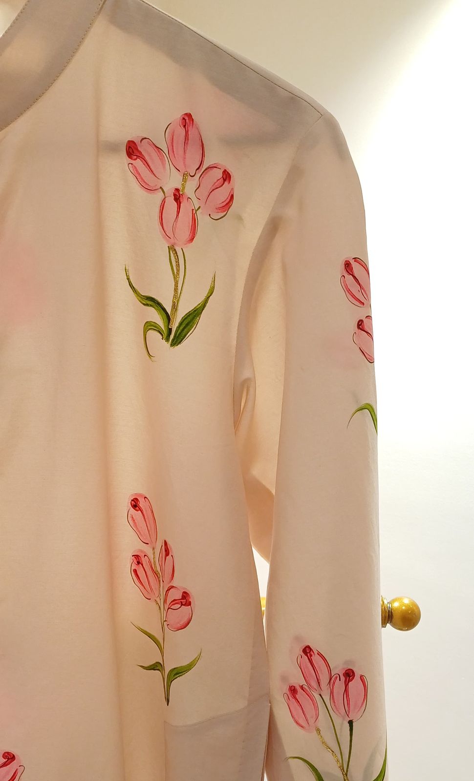 Tulips on Dull Ivory Mens Kurta