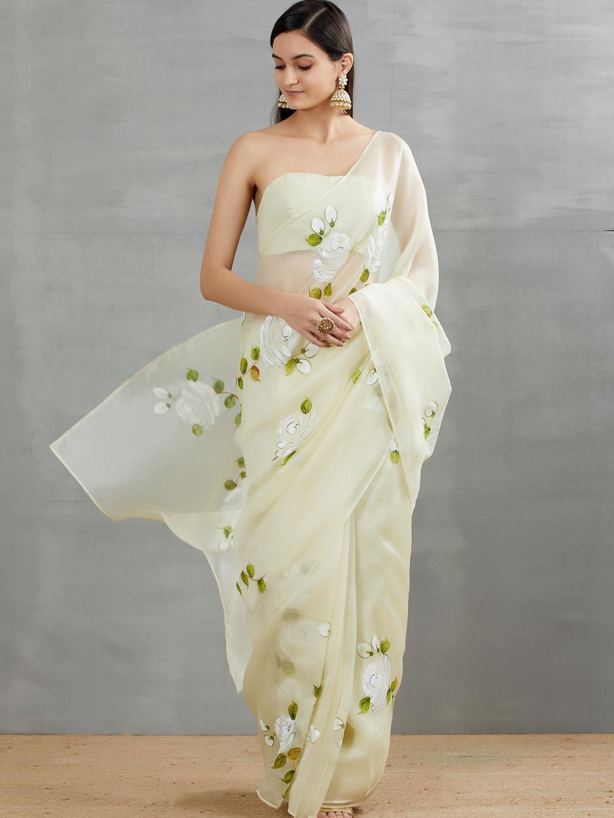 Buy Off White Pure Silk Organza Shwet Saree With Unstitched Blouse Piece  For Women by RoohbyRidhimaa Online at Aza Fashions.